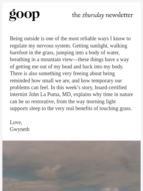 goop newsletter: the Thursday newsletter