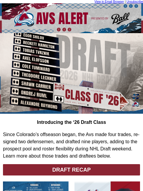 thecoloradoavalanche newsletter: 🏔️Draft Class of 2026