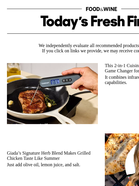foodandwine newsletter: Giada De Laurentiis' Secret to Perfect Grilled Chi...