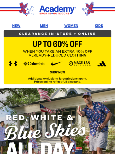 academy newsletter: Only $7.99: July 4th Tees + Caps