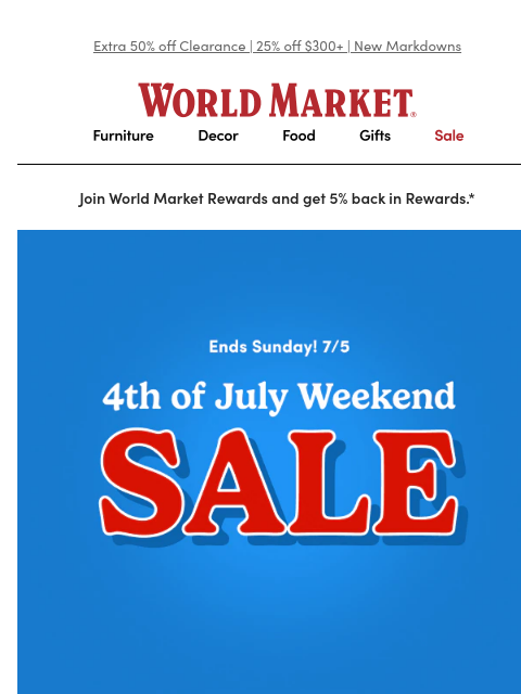 emailworldmarket newsletter:  🎆 Fabulous deals for the Fourth 👉