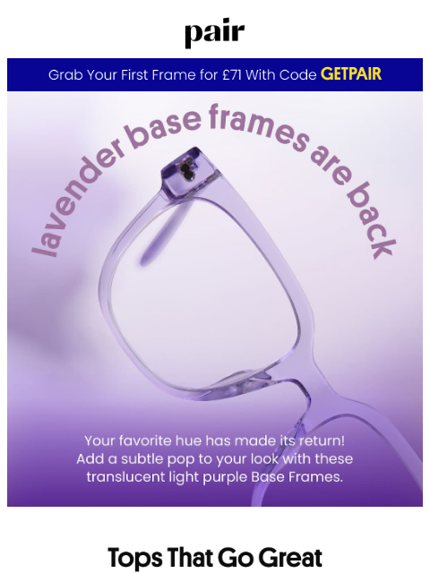 paireyewear newsletter: Lavender Frames Are BACK💜