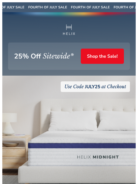 helixsleep newsletter: Fourth of July Weekend Savings start NOW!