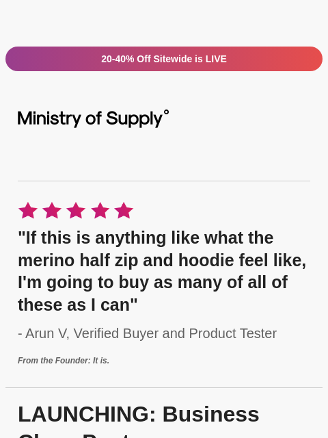ministryofsupply newsletter: Launching PANTS (and Sale Live!)