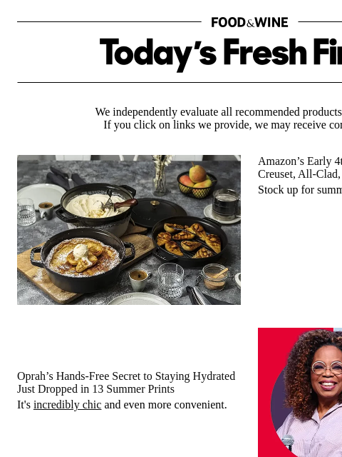 foodandwine newsletter: Oprah's Hands-Free Secret to Staying Hydrated