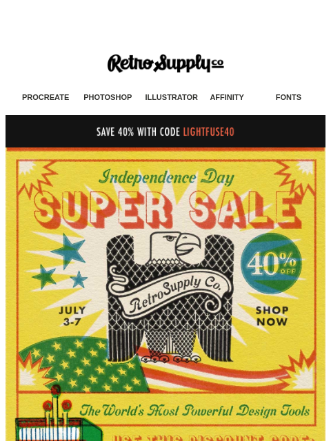 retrosupply newsletter: The Independence Day Sale is Live!