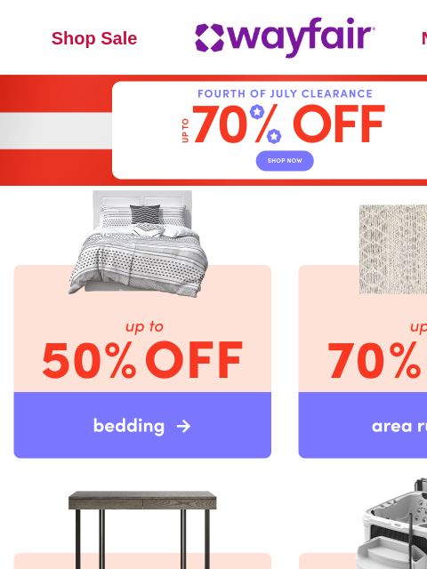wayfair newsletter:  🤩 Must-shop FOURTH OF JULY DEALS 🤩