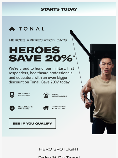 tonal newsletter: Starts today: Heroes Save 20% on Tonal 2