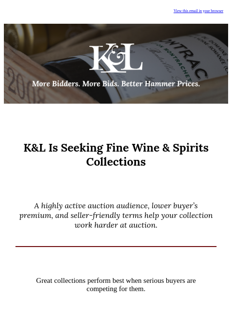 klwines newsletter: We Want Your Wine!