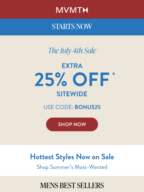mvmt newsletter: 4th of July Savings Have Arrived