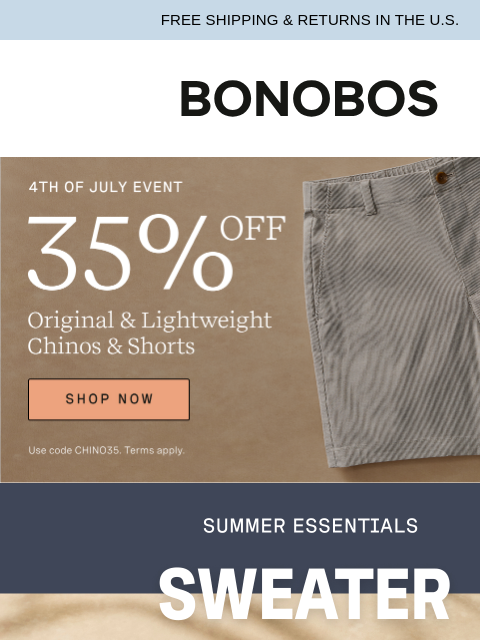 bonobos newsletter: Polo + Sweater = Summer Perfection