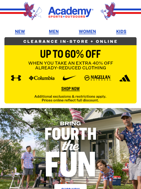 academy newsletter: SAVE up to 60% on Clearance Clothing!