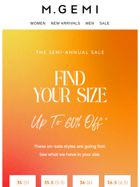 mgemi newsletter: Your Size Is Up To 60% Off