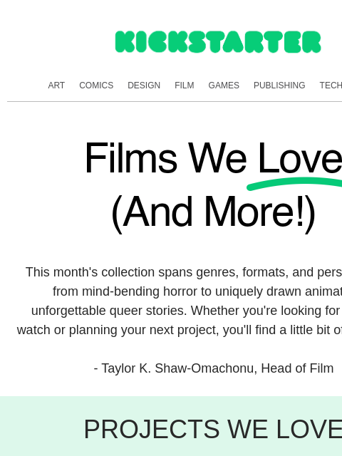 kickstarter newsletter: Roll credits? Not yet.