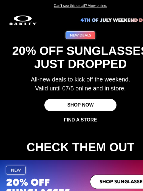 oakley newsletter: Just Dropped: 20% Off Sunglasses