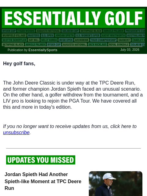 newsbreakexpress newsletter: Spieth's Recovery, Pro's Exit and LIV Golfer's Wis...