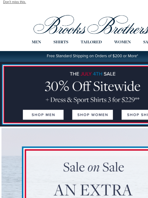 brooksbrothers newsletter: Enjoy an extra 25% off sale + 30% off sitewide