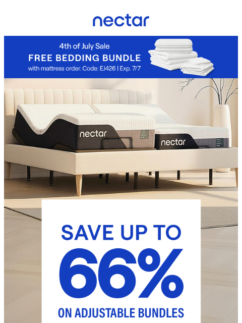 nectarsleep newsletter: Save up to 66% on Adjustable Bundles. Stars, strip...