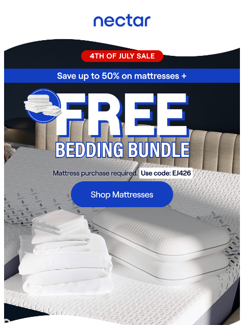nectarsleep newsletter: Why wait? FREE Bedding Set (w/ mattress order) 🎉