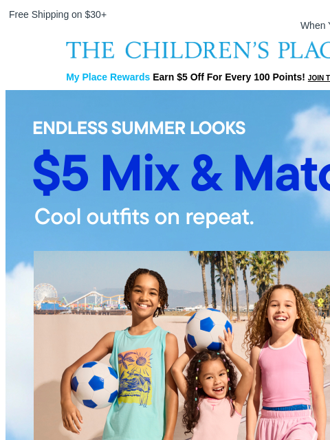 childrensplace newsletter: $5 Cool Summer Outfits on Repeat