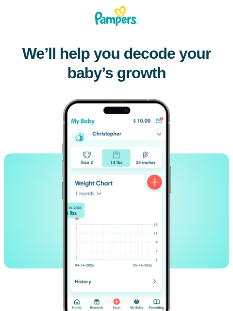 pampers newsletter: How big is your little one? 📈