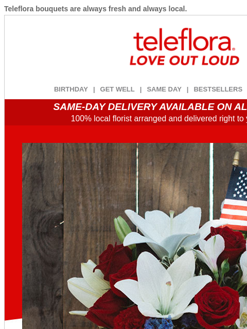 teleflora newsletter: Celebrate July 4th 🎉 25% Off Now