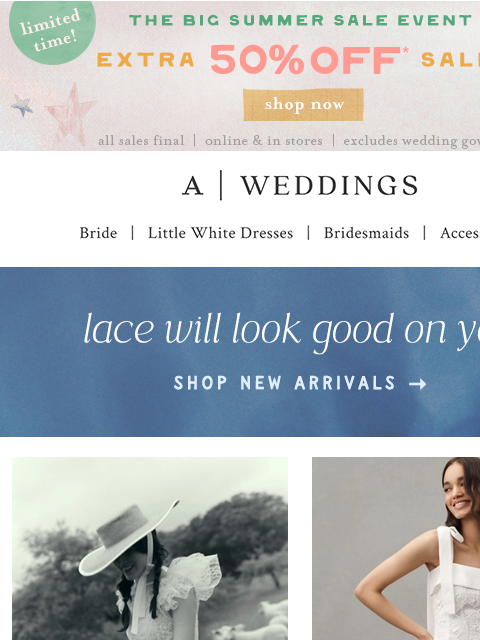 anthropologie newsletter: TGIF! Take an Extra 50% Off Sale