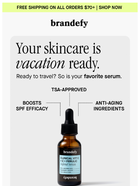 brandefyskin newsletter: Vacation-Ready Skincare