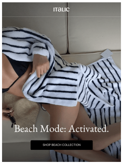 italic newsletter: Your Beach Day Uniform Just Dropped 🌊