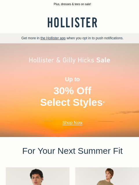 hollisterco newsletter: 30% off 👏👏👏