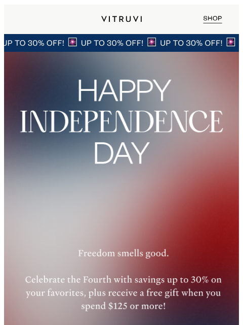 vitruvi newsletter: Happy 4th Of July! Celebrate With A Sale + Free Gi...