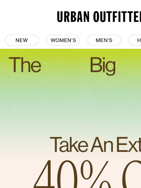 urbanoutfitters newsletter: 📣 📣 extra 40% off ALL sale items