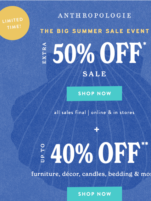 anthropologie newsletter: ICYMI: EXTRA 50% OFF SALE