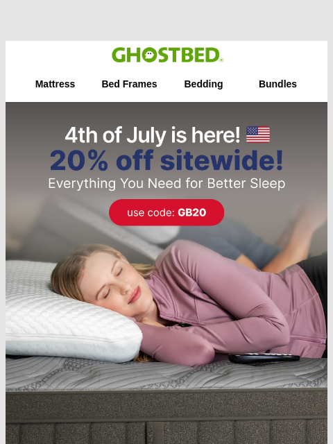 ghostbed newsletter: *** JULY 4TH BLOWOUT SALE ***