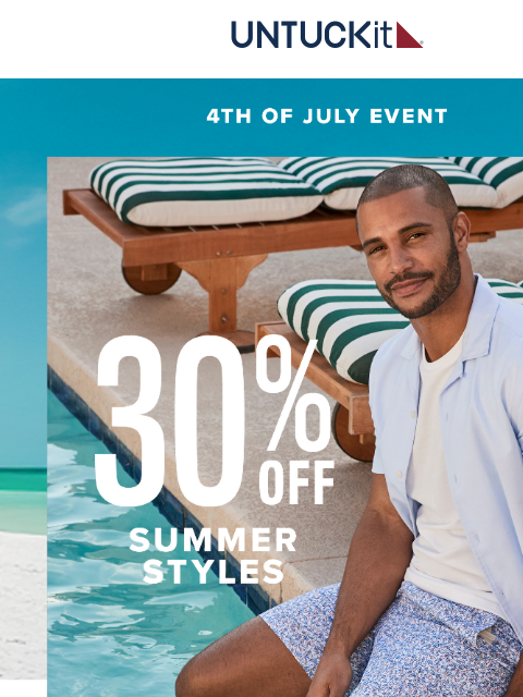untuckit newsletter: Happy 4th 🇺🇸 30% Off On Now!