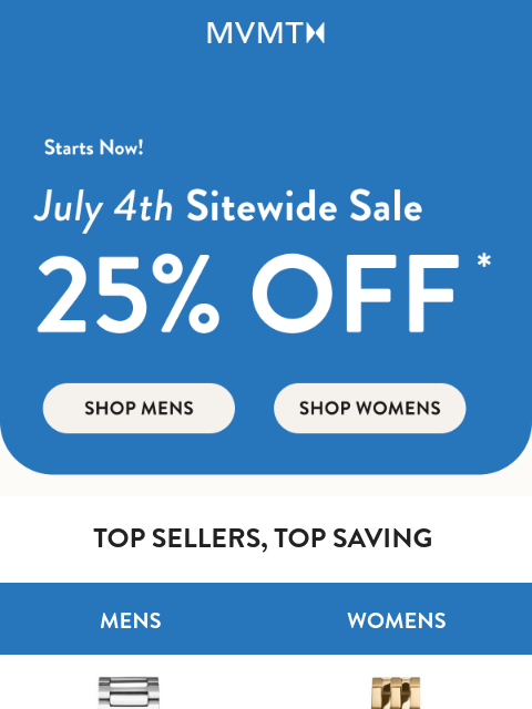 mvmt newsletter: SALE: 25% Off Sitewide