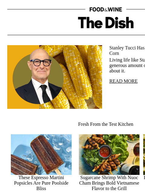 foodandwine newsletter: Stanley Tucci Has a Genius Tip for Buttering Corn