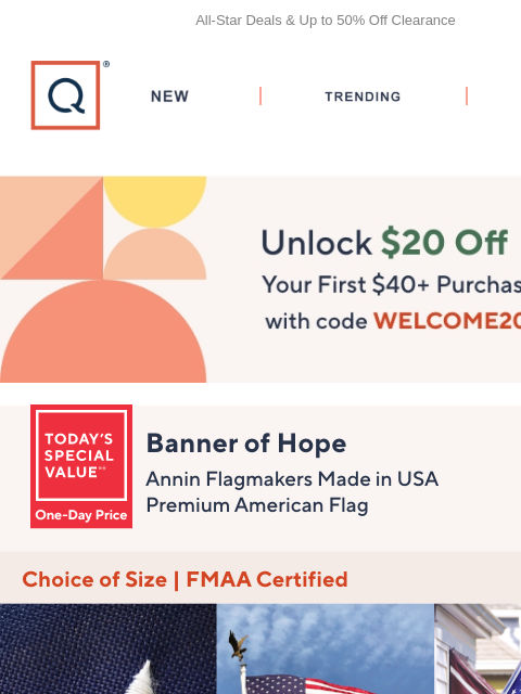qvcemail newsletter: Happy July 4th! American Flag TSV® + Get $20 Off