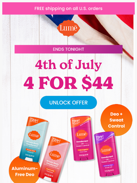 lumedeodorant newsletter: Last call for 4 for $44 Sticks!