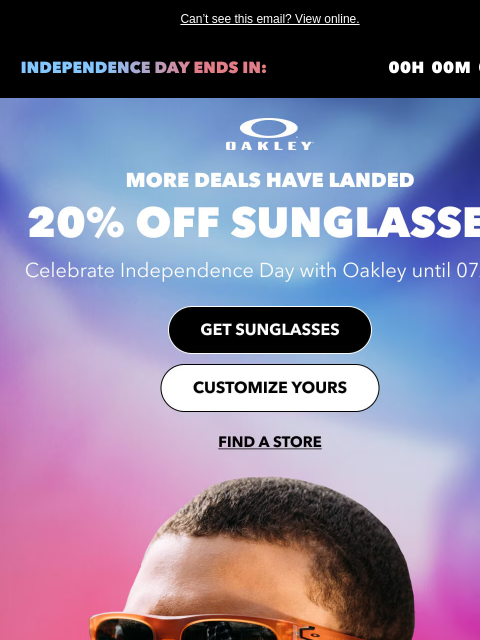 oakley newsletter: 20% Off Sunglasses Starts Today