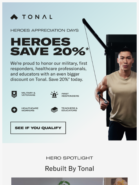 tonal newsletter: Celebrate America's 250th with Hero Appreciation D...