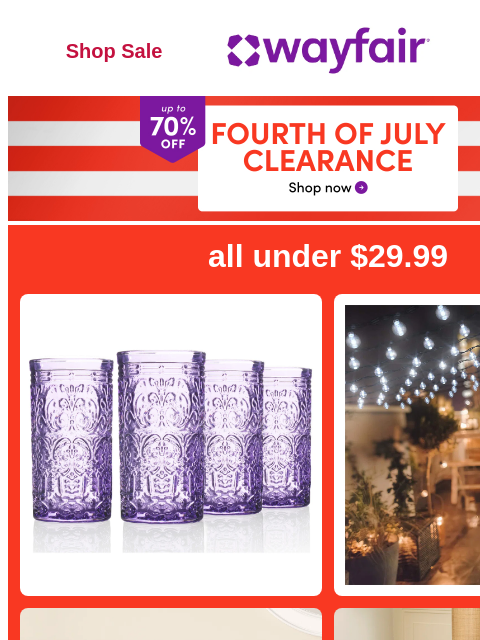 wayfair newsletter: All under $29.99