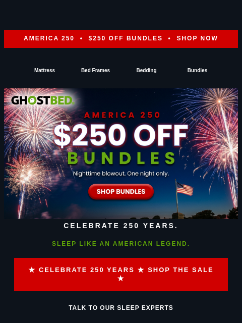 ghostbed newsletter: *** JULY 4TH BLOWOUT SALE ***