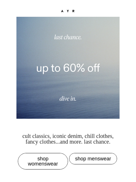 ayr newsletter: 💥 up to 60% OFF 💥