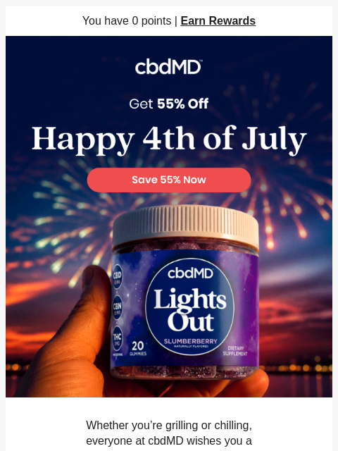 cbdmd newsletter: Sparks Fly, You Save 55%