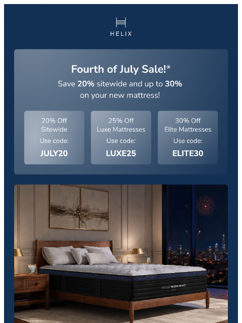 helixsleep newsletter: Save up to 30% this Fourth of July!