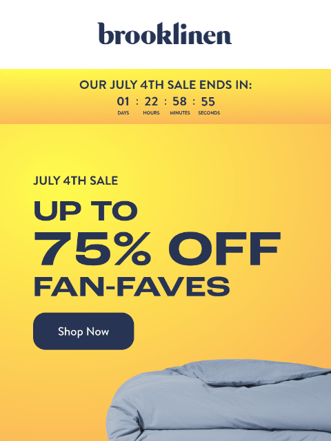 brooklinen newsletter: Up to 75% off SALE ON SALE