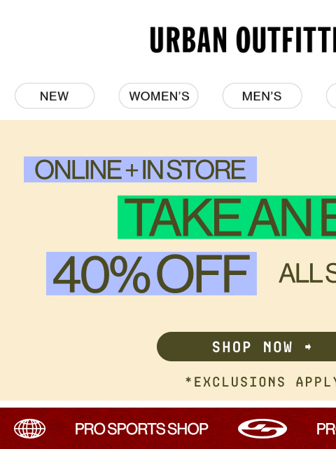 urbanoutfitters newsletter: Now Open: Pro Sports Shop ⚾🏈⚽