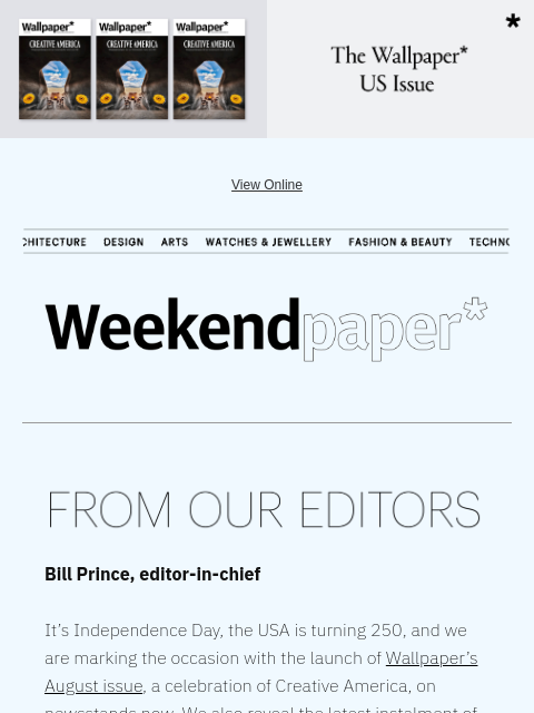futureplc newsletter: Wallpaper* US400 – Creative America