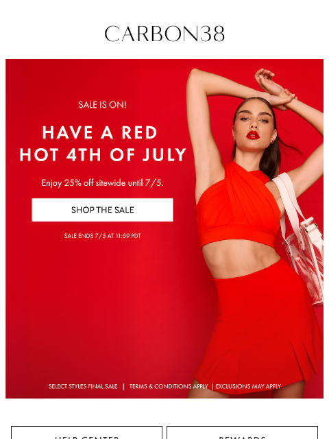 carbon38 newsletter: Have a Red Hot 4th of July